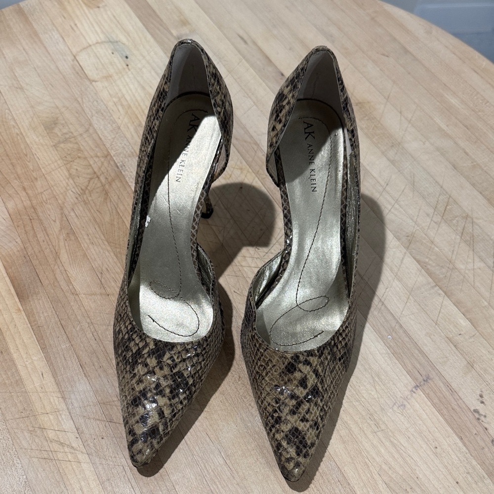 Anne Klein Snakeskin Heels - Tan and Black